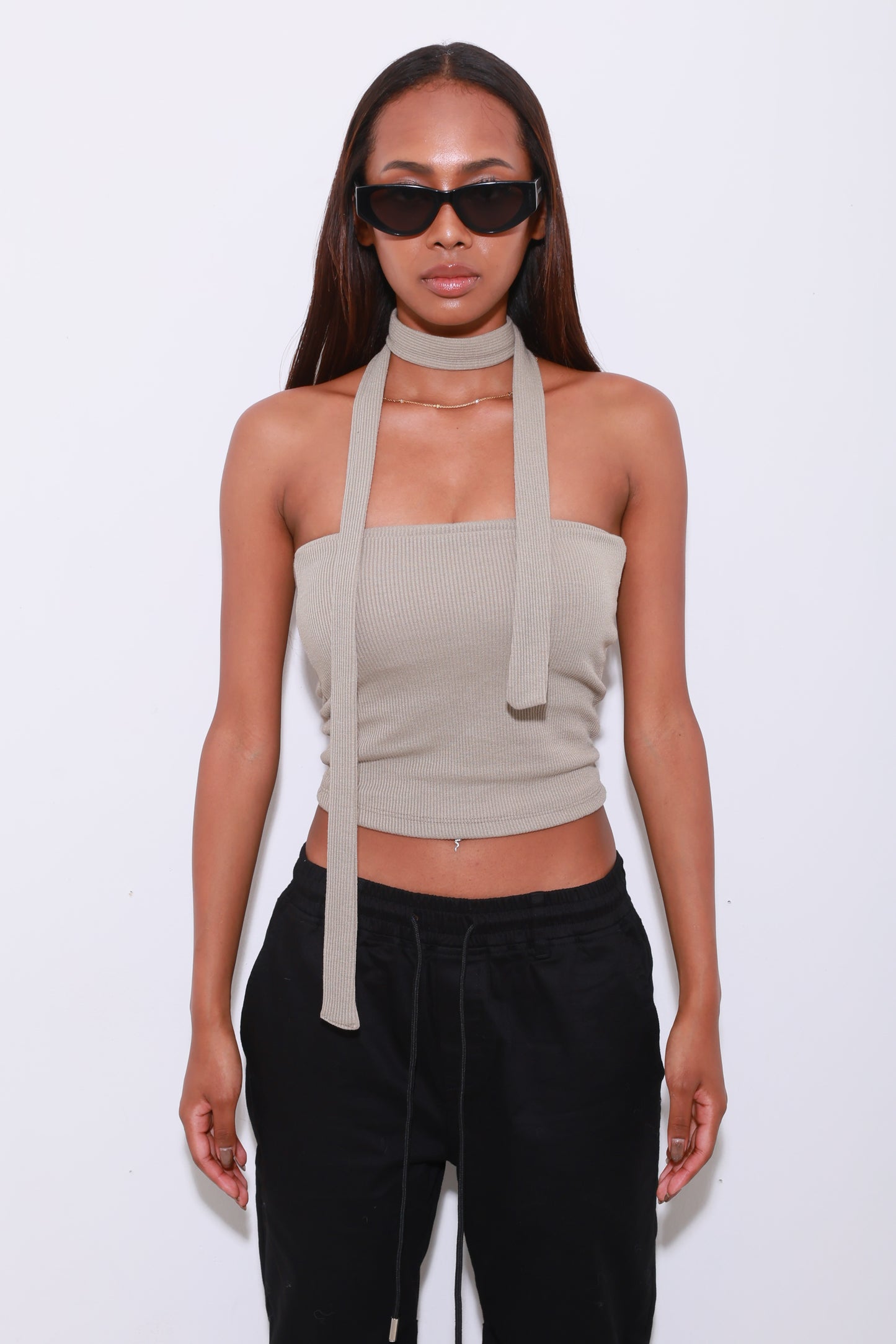 RIB TUBE TOP with choker