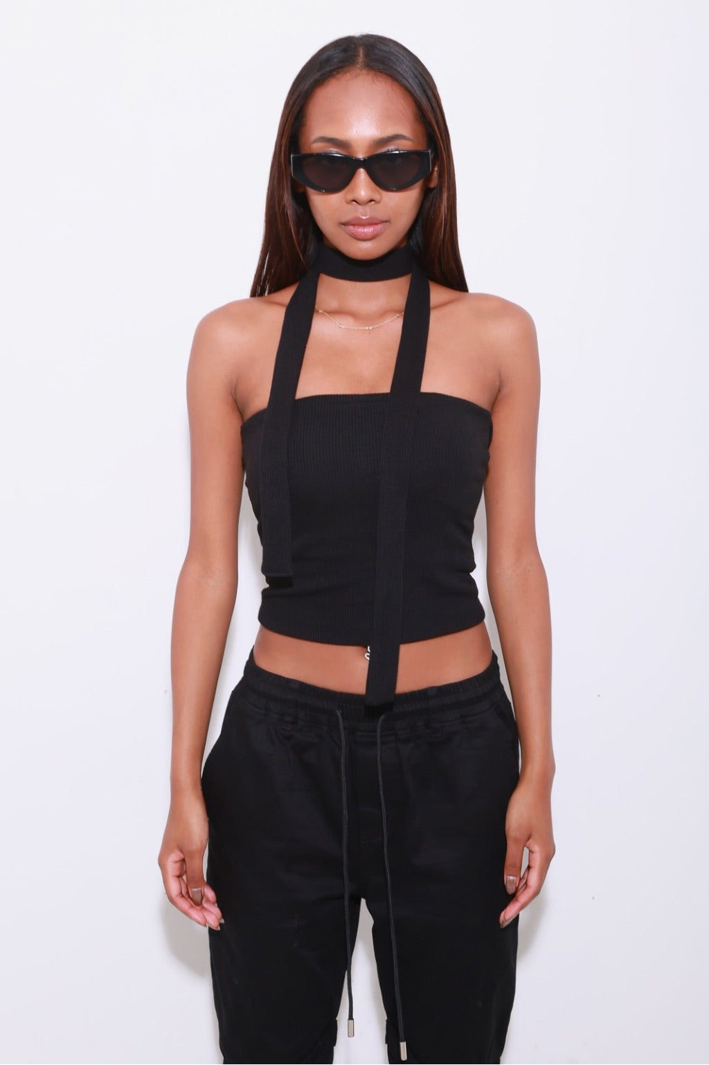 RIB TUBE TOP with choker