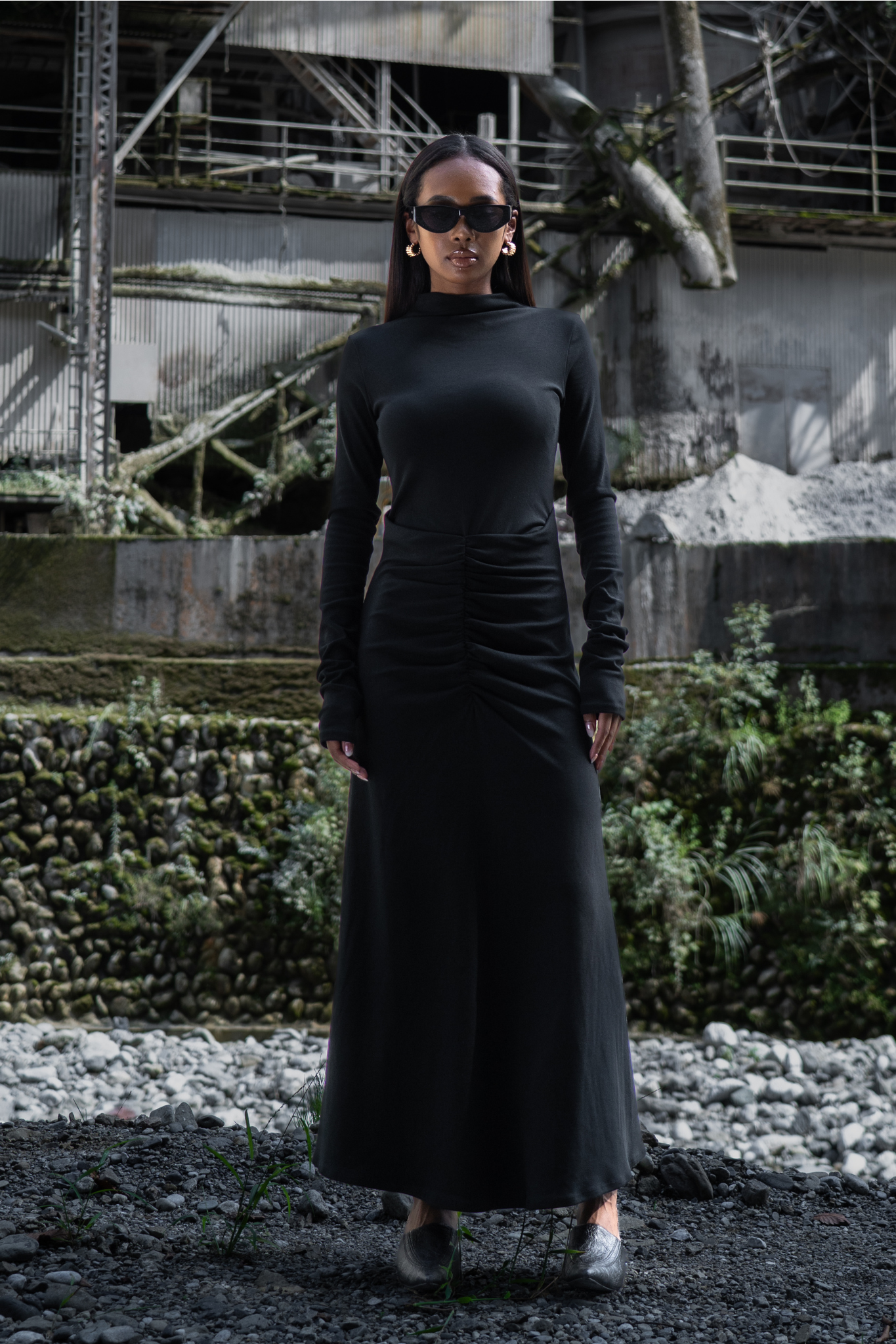 FRONT DRAPE DRESS
